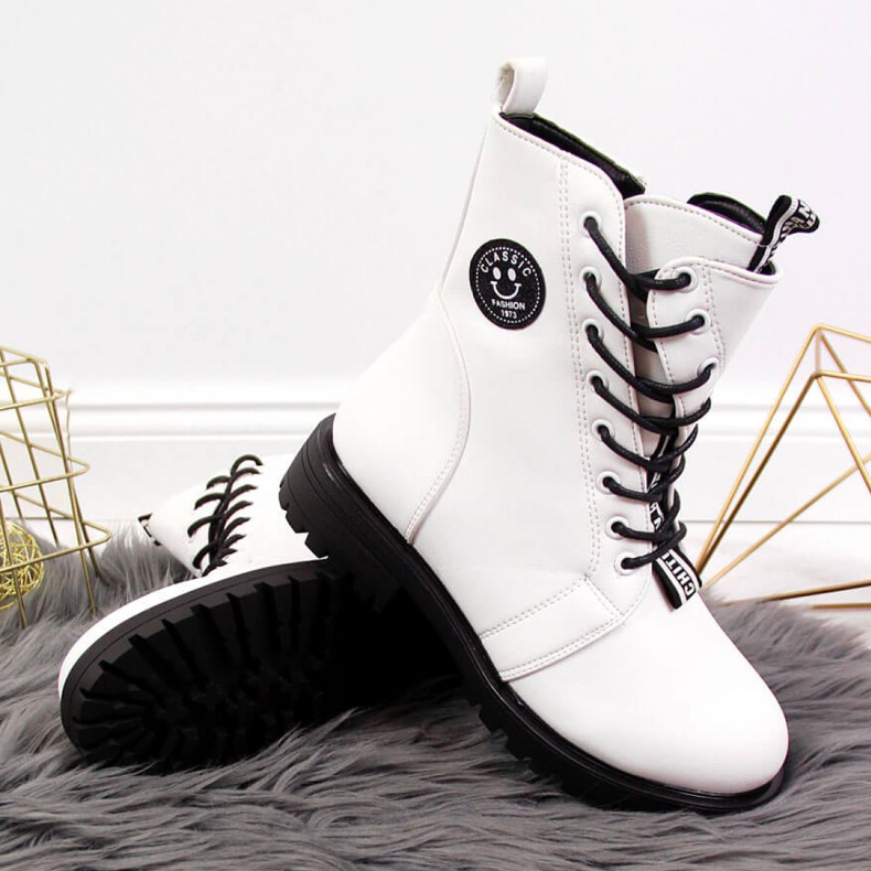 Boots isolées asymétrique Jr EVE322B blanc blanche 2
