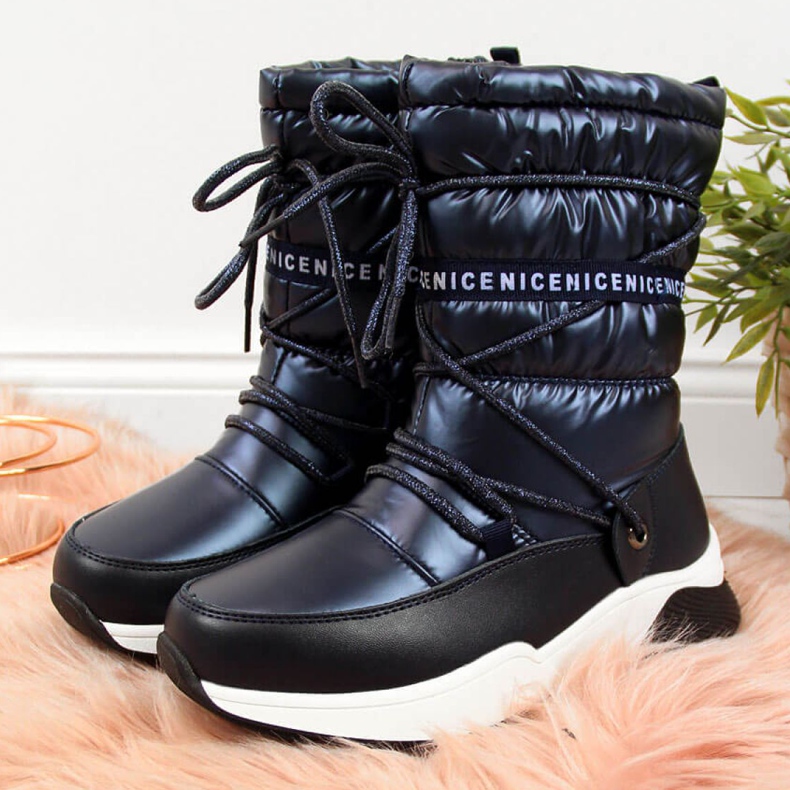 Bottes de neige imperméables Jr EVE324A bleu marine blanc 1