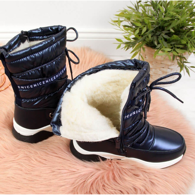 Bottes de neige imperméables Jr EVE324A bleu marine blanc 2