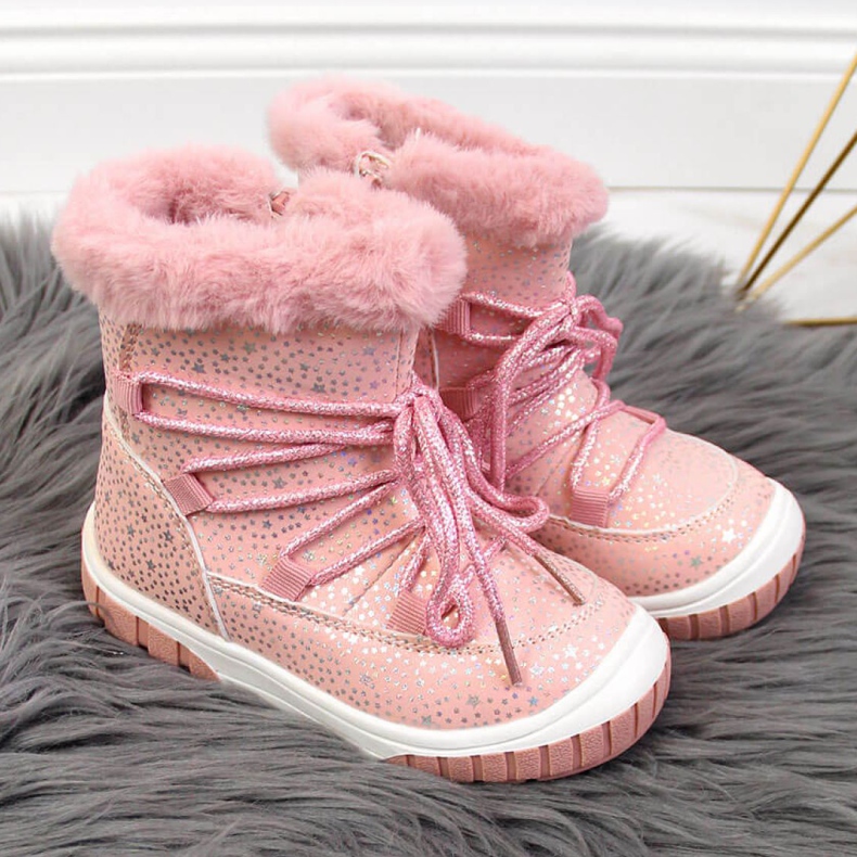 Bottines isolées Jr EVE325B rose blanc 1