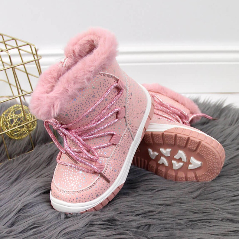 Bottines isolées Jr EVE325B rose blanc 2