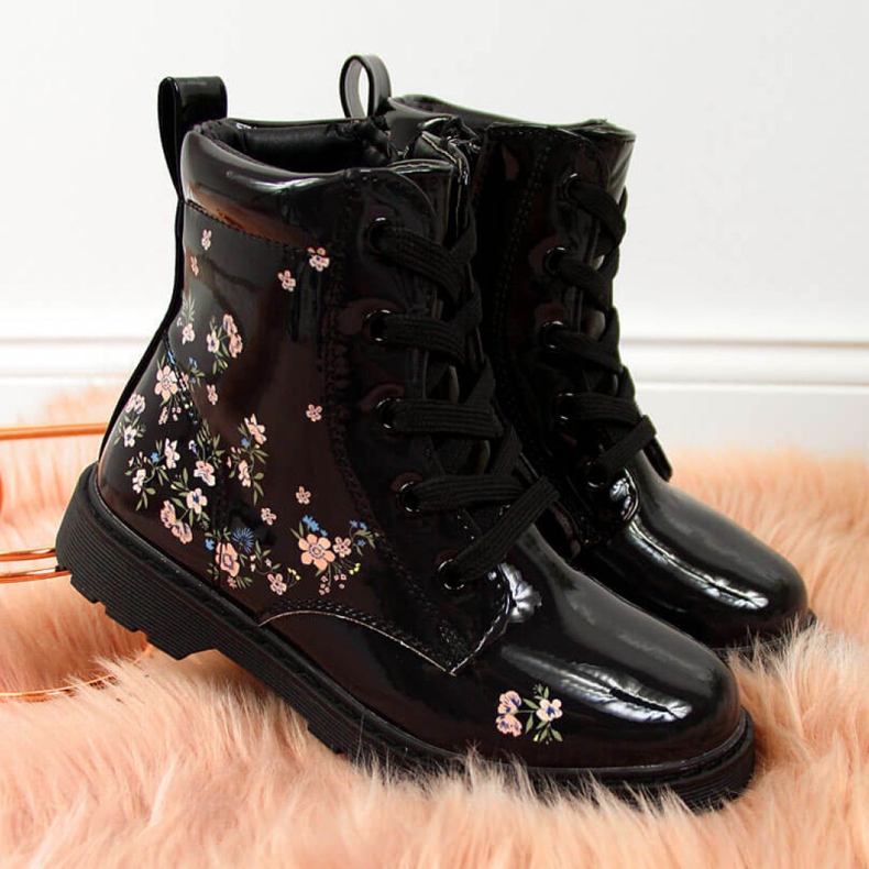 Bottes noires filles isolées Jr EVE326 blanche le noir 1