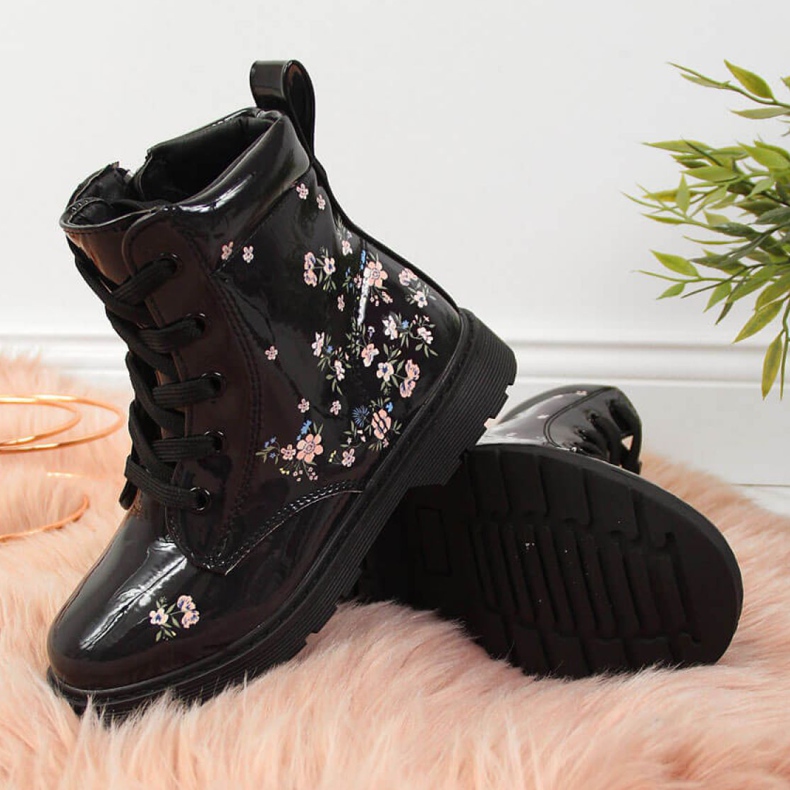 Bottes noires filles isolées Jr EVE326 blanc 2