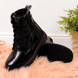 Boots laquées isolées Jr EVE327A noir blanche le noir 2