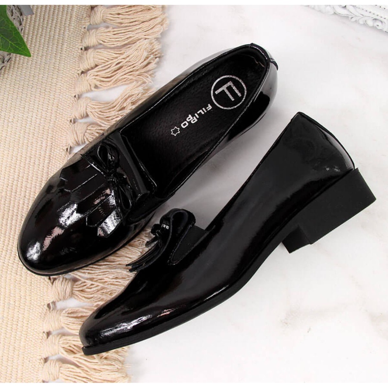 Chaussures laquées Filippo W PAW290 noir beige blanche le noir 1