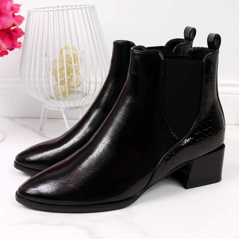 Chelsea boots laquées Sergio Leone W SK340A noir 1