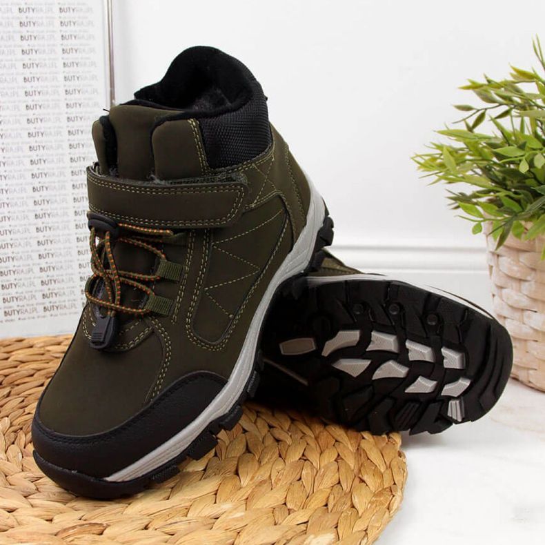 Chaussures de trekking isolées Jr EVE321C kaki blanche vert 1