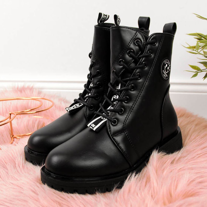 Boots isolées asymétrique Jr EVE322A noir blanc 1