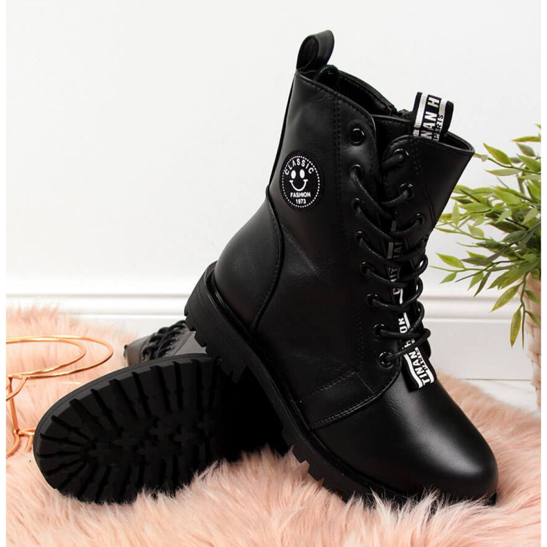 Boots isolées asymétrique Jr EVE322A noir blanc 2