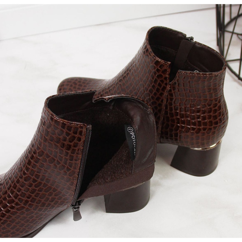 Bottines à talons en peau de serpent Potocki W WOL30B marron brun 1