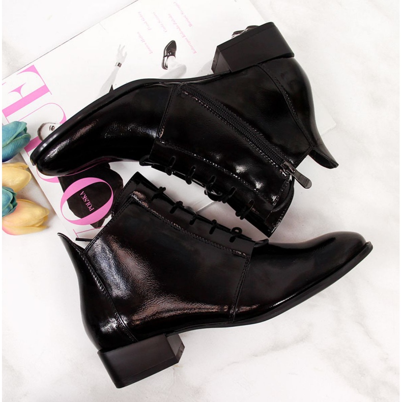 Boots non isolées laquées Potocki W WOL33A noir 1