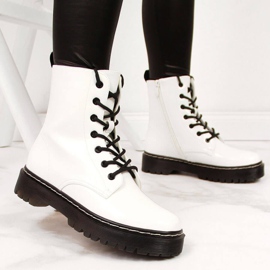 Bottines chaudes à lacets Vinceza W JAN55B blanc blanche 1