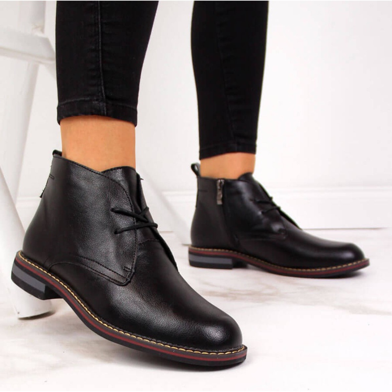 Bottes isolées en cuir T.Sokolski W SCA141 noir blanche le noir 1