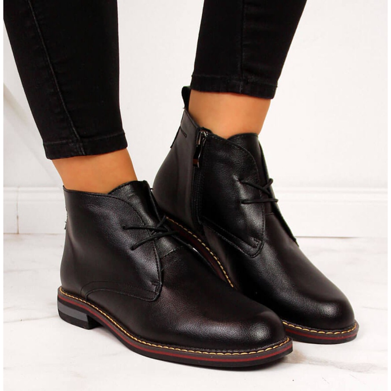 Bottes isolées en cuir T.Sokolski W SCA141 noir blanc 2