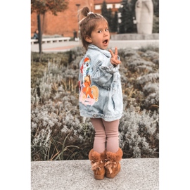 FR1 Bottes chaudes pour enfants à nœuds D.Kaki Bottes de neige Funky brun 2