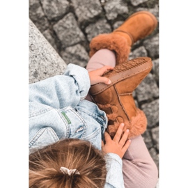 FR1 Bottes chaudes pour enfants à nœuds D.Kaki Bottes de neige Funky brun 1