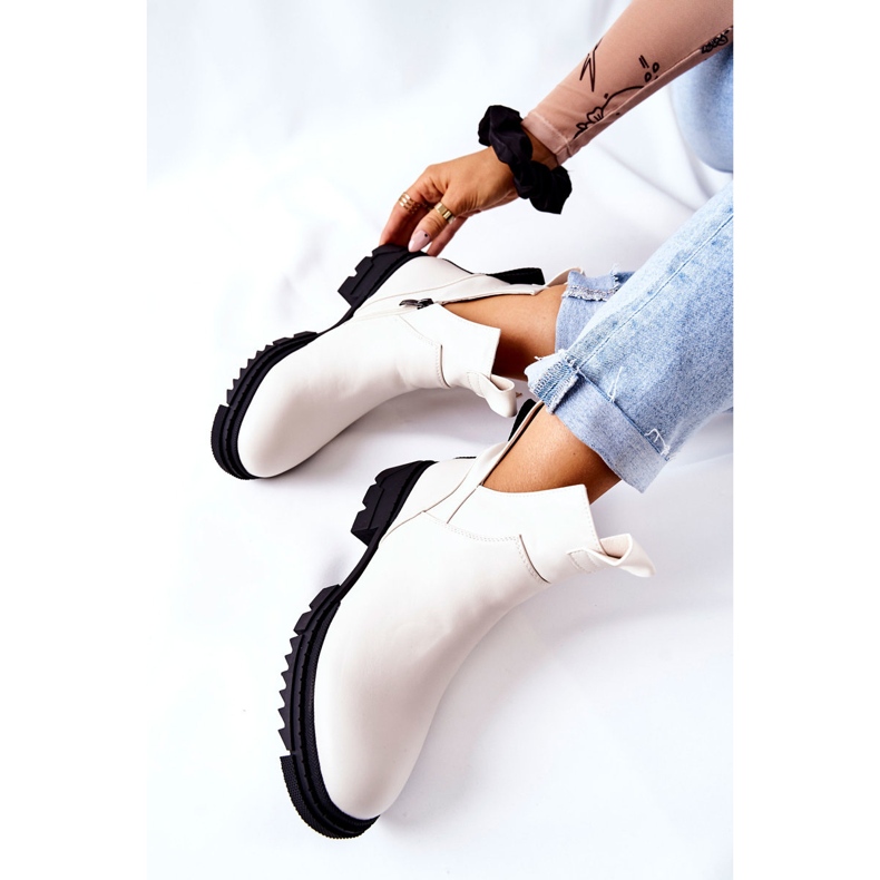 POTOCKI Bottes Corano blanches avec une coupe zippée 1