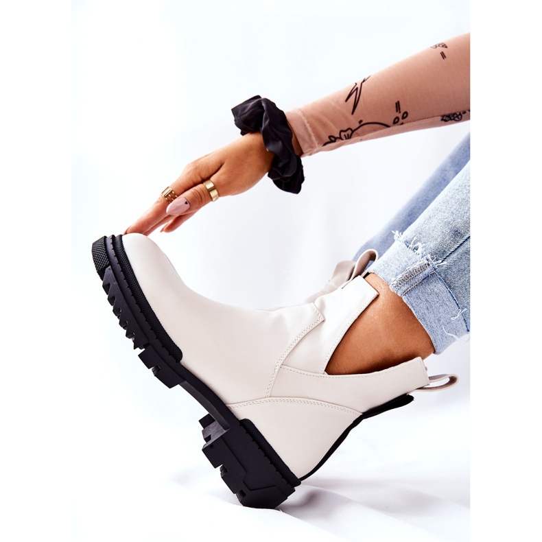 POTOCKI Bottes Corano blanches avec une coupe zippée 2