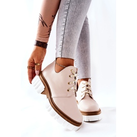 PA2 Bottines En Cuir Avec Découpe Kaxo Beige 2
