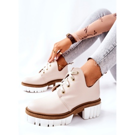 PA2 Bottines En Cuir Avec Découpe Kaxo Beige 1