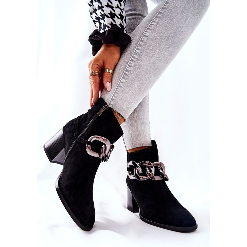 Bottes en cuir avec chaîne Laura Messi Noir 2345 2