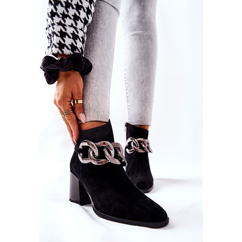 Bottes en cuir avec chaîne Laura Messi Noir 2345 1