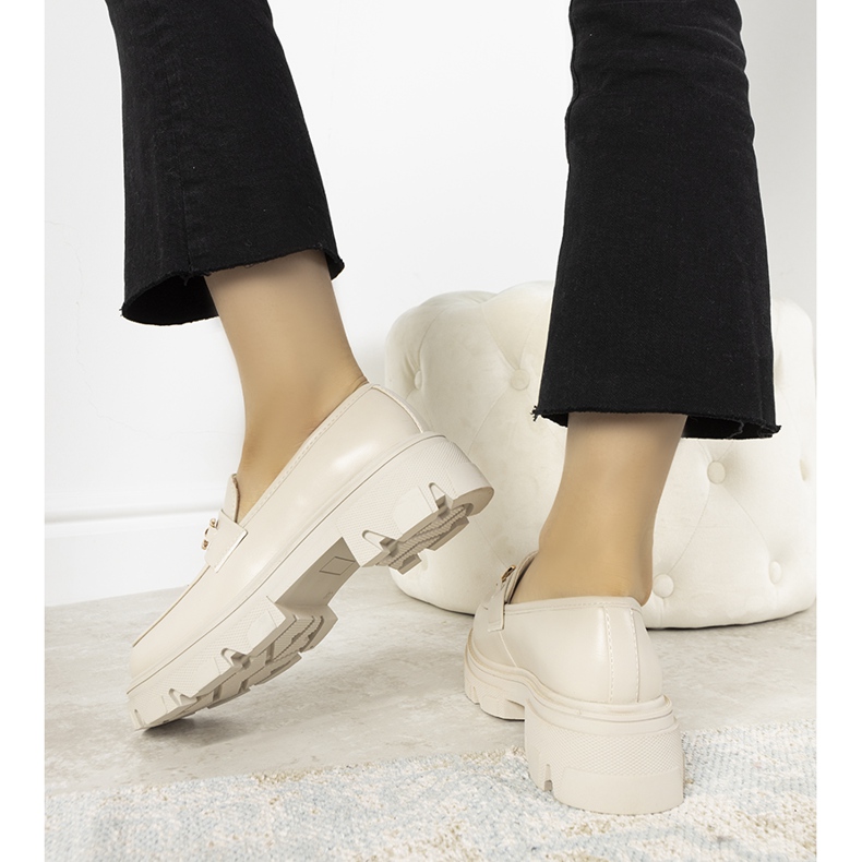 Mocassins beiges à semelles hautes Anouk doré 1