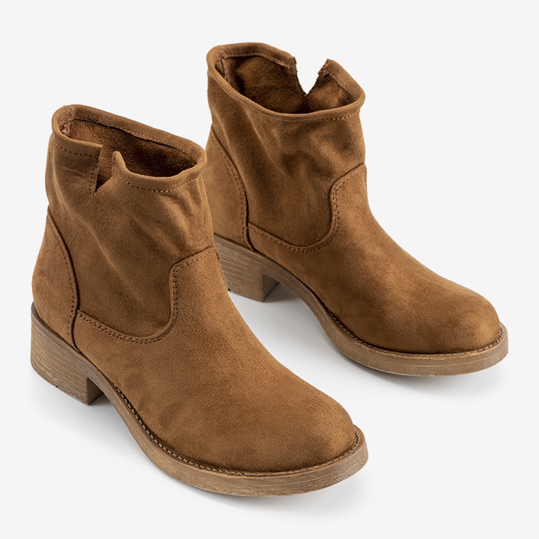 Bottines à talon plat camel Orva brun 1