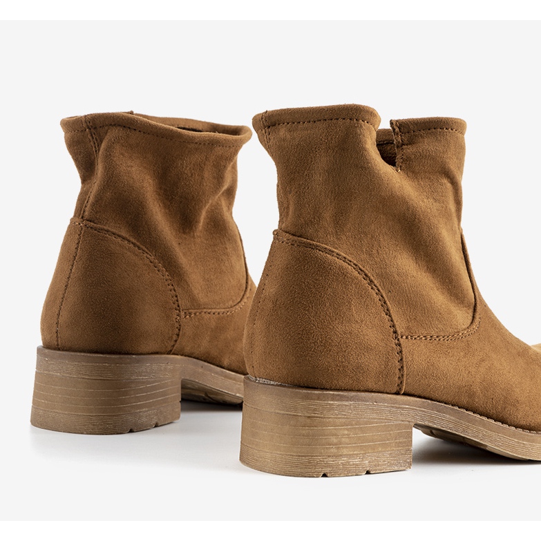 Bottines à talon plat camel Orva brun 2