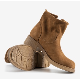 Bottines à talon plat camel Orva brun 3