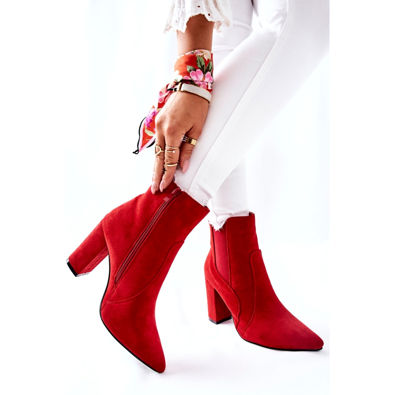 PG1 Bottes En Daim Pour Femmes Sur Un Talon Rouge Kastren 4