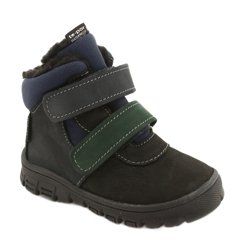 Bottes de garçons avec une membrane étanche Mazurek 1360 noir et bleu marine 1