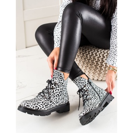 Filippo Bottines à lacets à motif blanche le noir 1