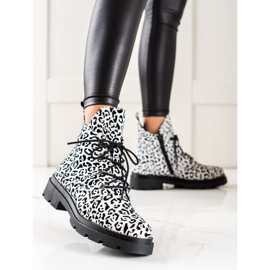 Filippo Bottines à lacets à motif blanche le noir 2