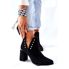 Bottines Femme En Daim Avec Découpes Et Strass Lewski Noir 3075 le noir 1