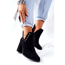 Bottines Femme En Daim Avec Découpes Et Strass Lewski Noir 3075 le noir 4
