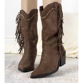 Bottes de cowboy boho en daim marron Loneflare brun 2