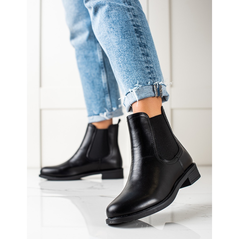 TRENDI Bottines Chelsea classiques noires 1