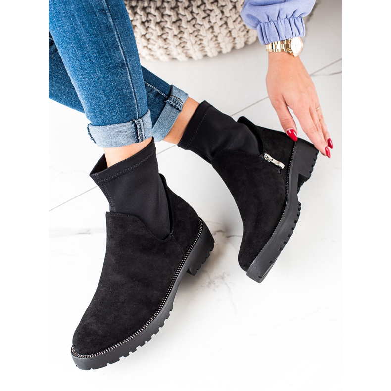 Bella Star Bottines en daim à enfiler noir 2