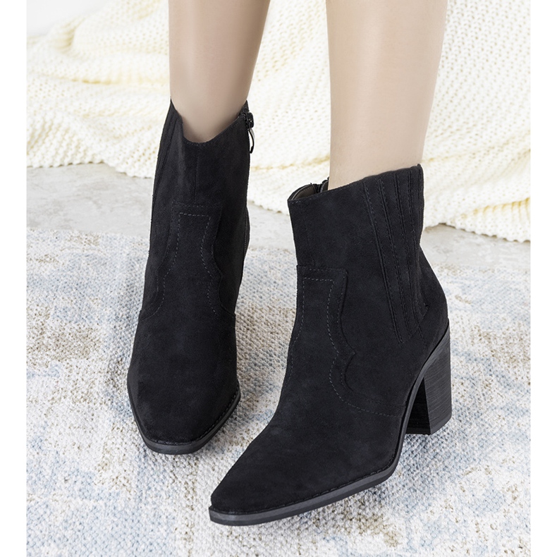 Bottes de cowboy noires avec empiècements en peau de serpent Babette 1