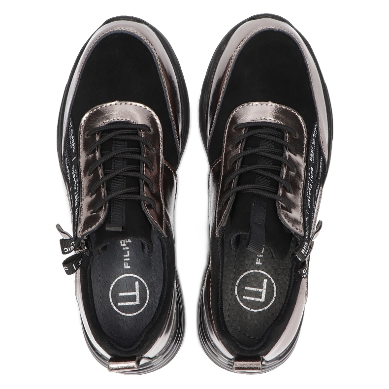 Filippo DP3149/21 BK GN baskets de sport en cuir, nickel foncé noir 3
