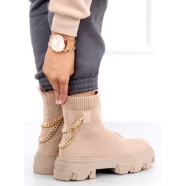Bottines chaussettes avec une chaîne JX81P Beige kaki 2