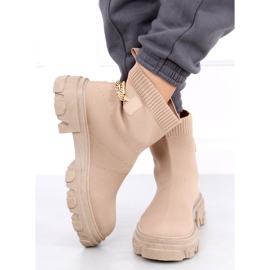 Bottines chaussettes avec une chaîne JX81P Beige kaki 1