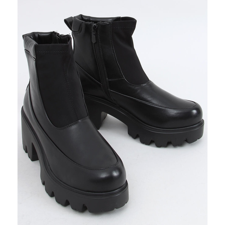 Bottines noires sur semelles épaisses CH19208 Noir 1