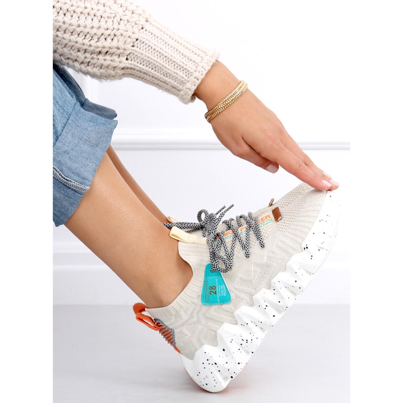Chaussures de sport beiges à semelles hautes NB387 Beige 1