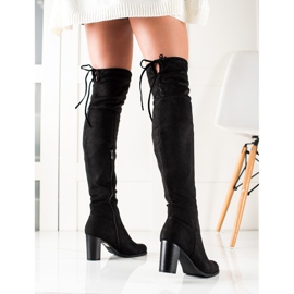 TRENDI Cuissardes à talons hauts noir 1