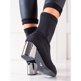TRENDI Bottines à enfiler à talon argenté le noir 1