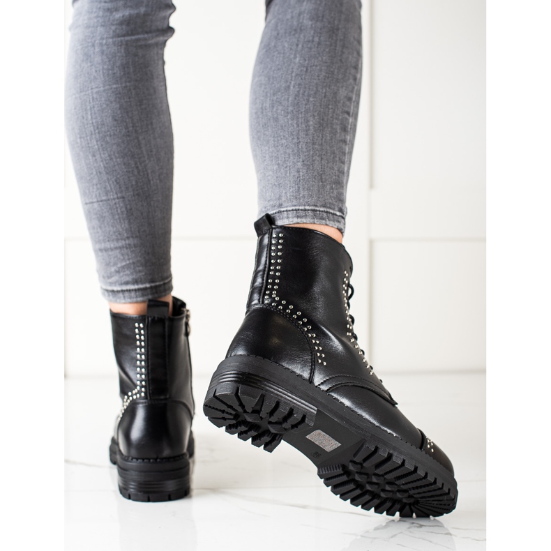 Super Me Bottes classiques Trappeurs en cuir écologique noir 1