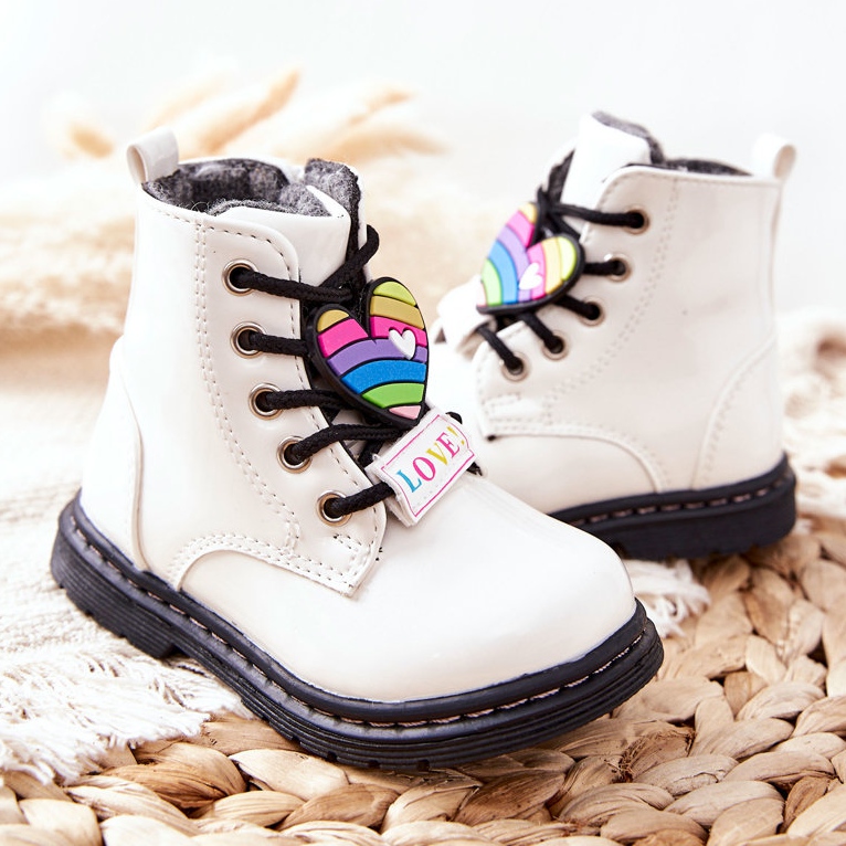 PE1 Bottines Laquées Chauffées De Laine Blanc Anlon 2