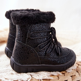 PE1 Bottes de neige chaudes noires avec fourrure 2
